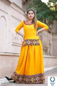 Stylish RETRO Women Ethenic Embroidered Rayon Skirts And Tops - XXL